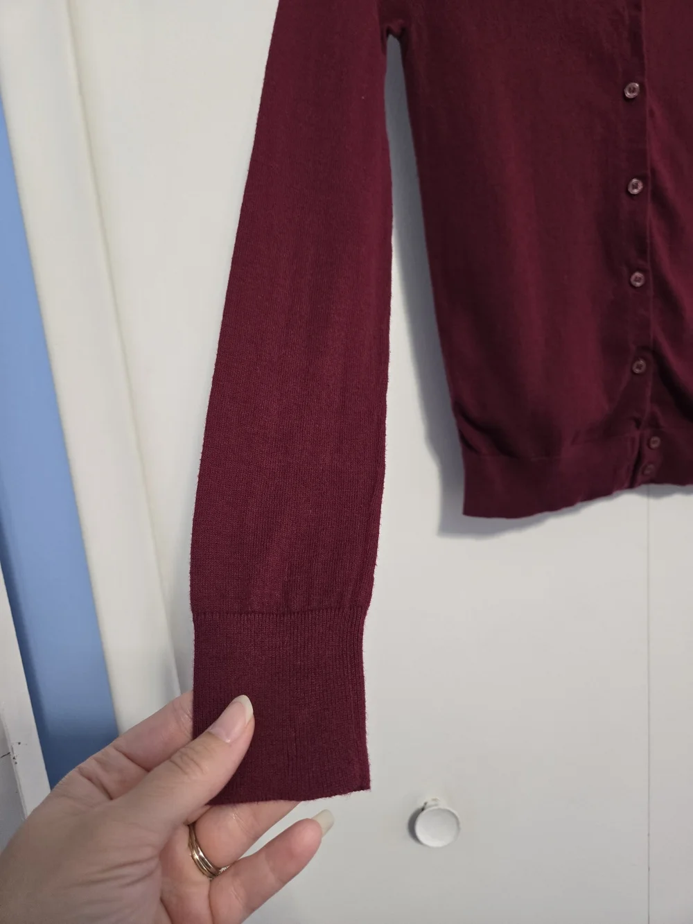 J.Crew Burgundy Cotton Button Front Cardigan‎ Sweater XXS Long Sleeve